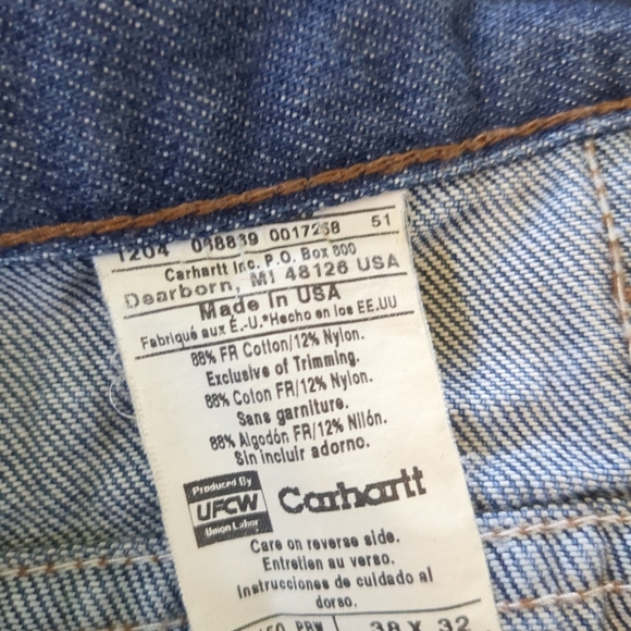 Carhartt Jeans Mens 36X31 Utility Flame Resistant Logo Workwear 5 Pocket - Picture 9 of 11